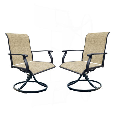 Swivel Dining Chairs Set Of 2, Outdoor Swivel Breathable PVC-coated polyester Patio Chairs Lawn Chairs For Front Porch Backyard Deck