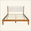 Structure de lit plateforme Mid-Century moderne avec tête de lit tapissier, support de lattes en bois massif, aucun sommier requis, assemblage facile-129932013-129932015