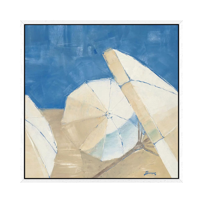 On The Beach by John Burrows - Painting on Canvas, 45.72 cm H x 45.72 cm W, White Framed