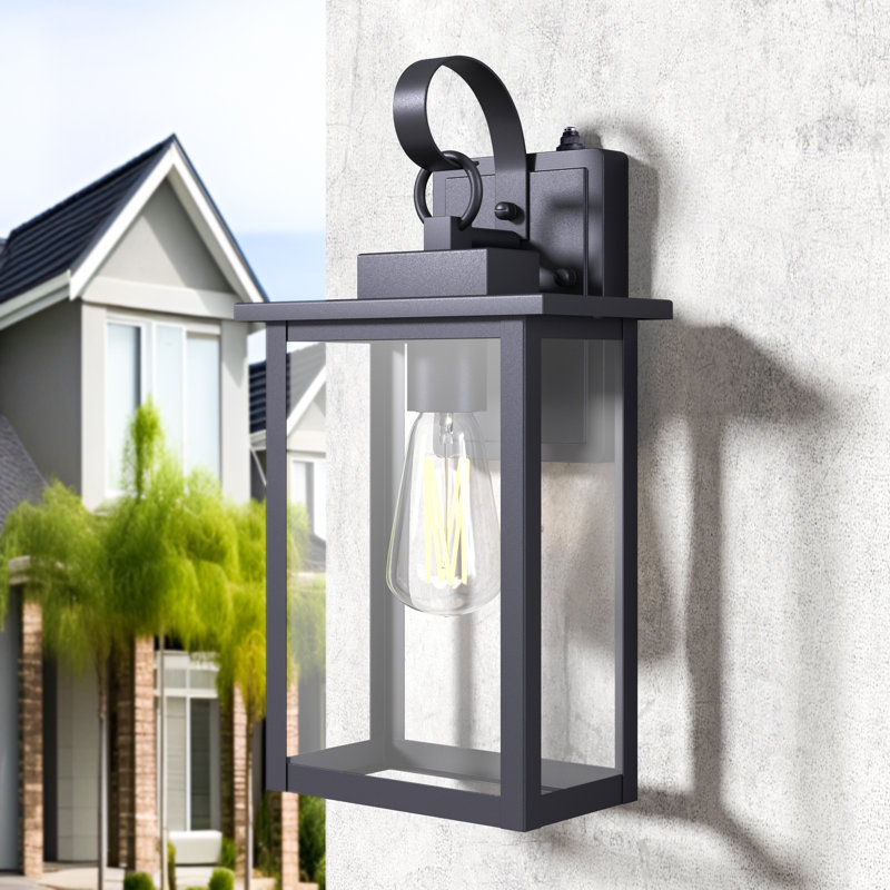 Applique murale d'extérieur 1 lumière en fer trempé noir à 1 lumière H 15 po ETL avec crépuscule à l'aube, Noir mat
