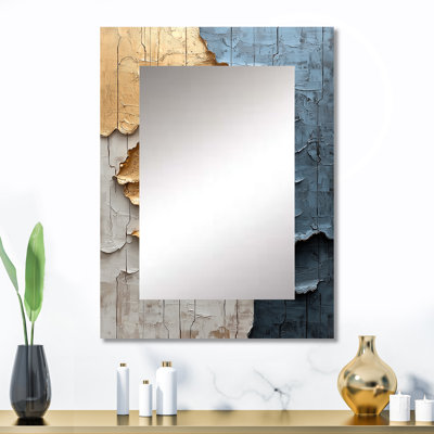 Or et gris japonais Zen Tiles I - miroir décoratif d'art japonais, miroir mural global, impression d'art en métal