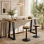 Solid Wood Bar Table, 63” Counter Height Table with Metal Legs for Kitchen