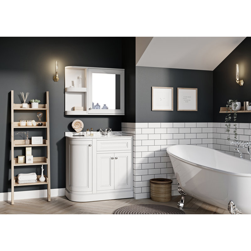 Rowland 885mm Single Bathroom Vanity with Integrated Ceramic Basin, Right, White