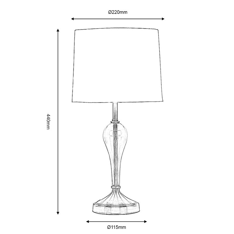 Burrows 44cm Table Lamp, Chrome Base/White Shade