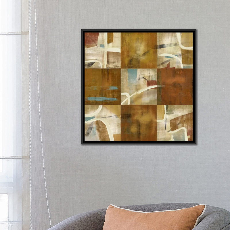 « abstraction », impression sur toile, H 26 po x l 26 po x P 1,5 po, Toile avec cadre noir, Pas de tapis