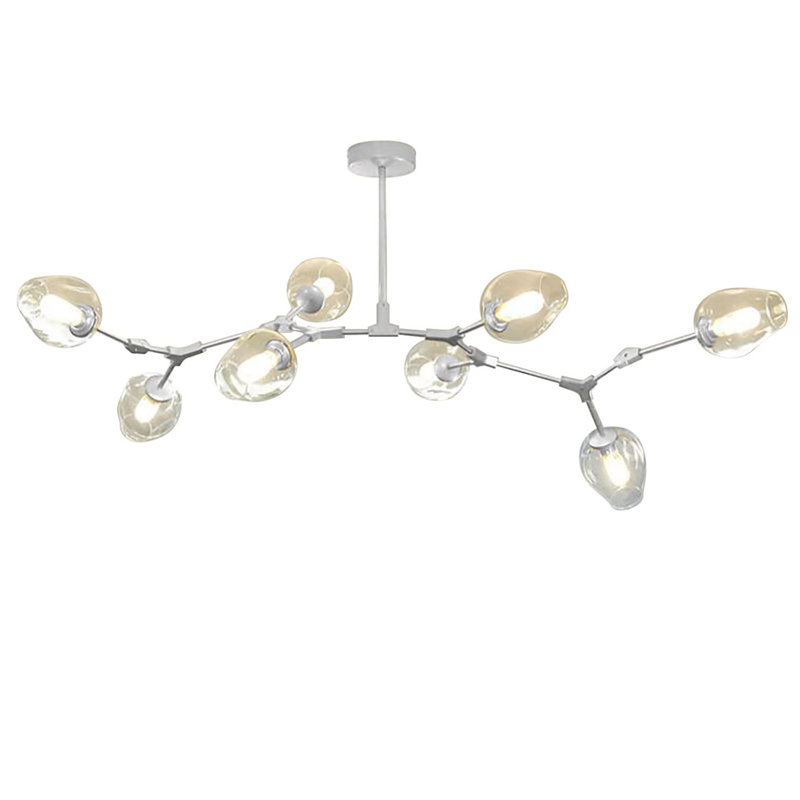 Long lustre 6 lumières 8 lumières avec 3 ampoules DEL Brutom Brustrom, Argent