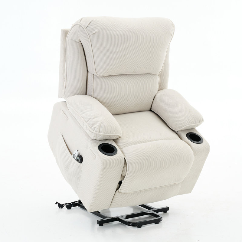 Fauteuil inclinable chauffant et massant télécommandé, Ivoire ivoire
