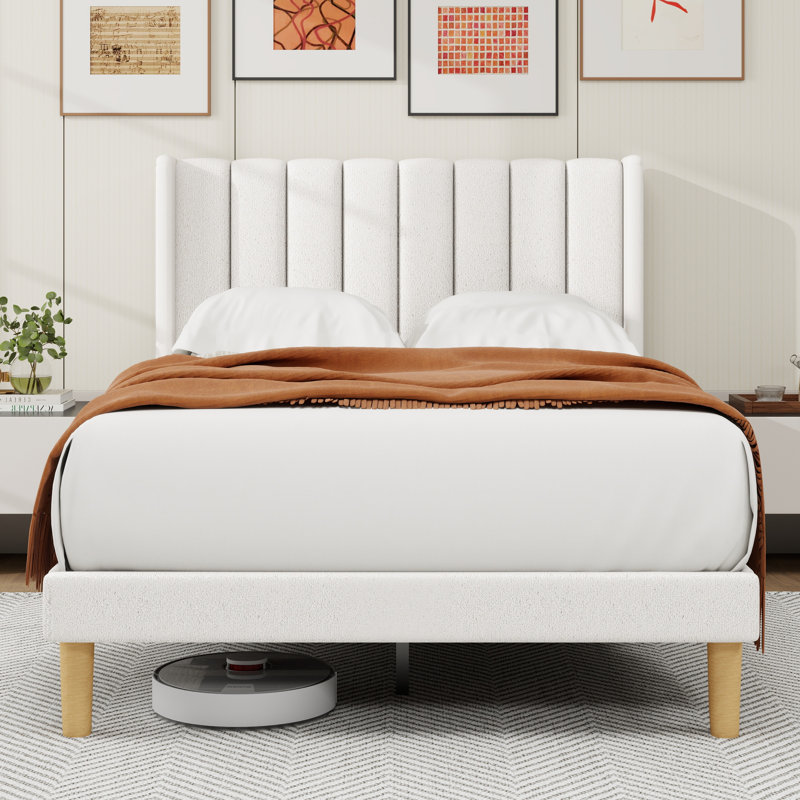 Sutter Upholstered Wingback Bed, Full / Double, White