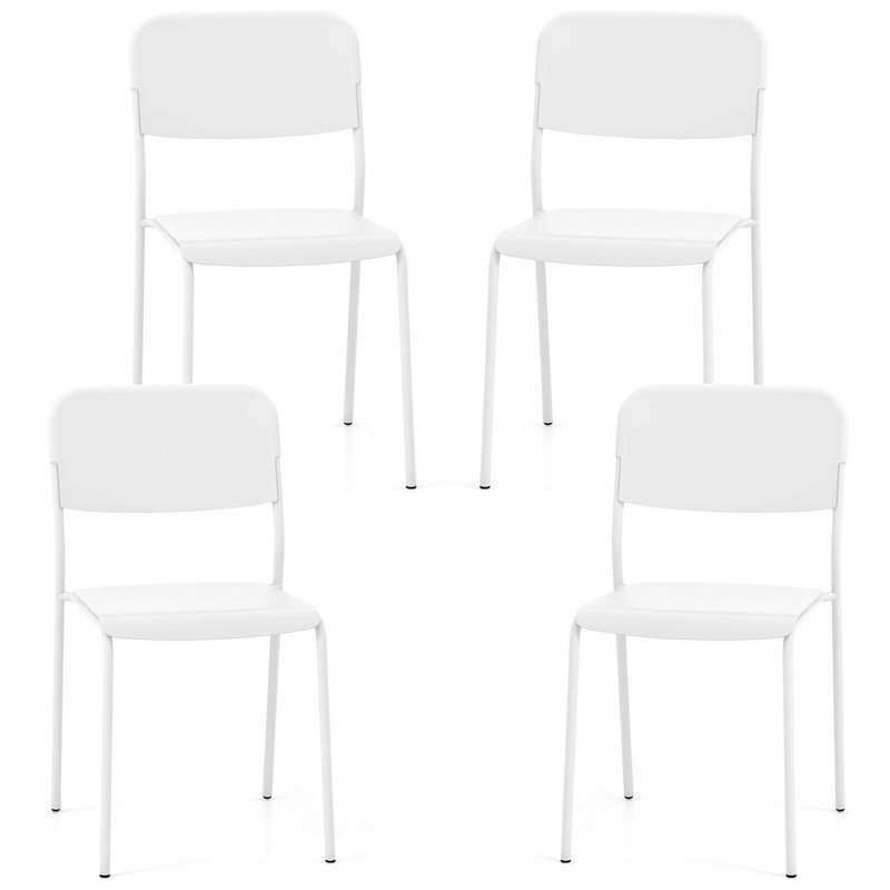Wrought Studio™ Modern Dining Chairs Set Of 4 With Tilted Backrest & Sturdy Metal Legs Plastic, White