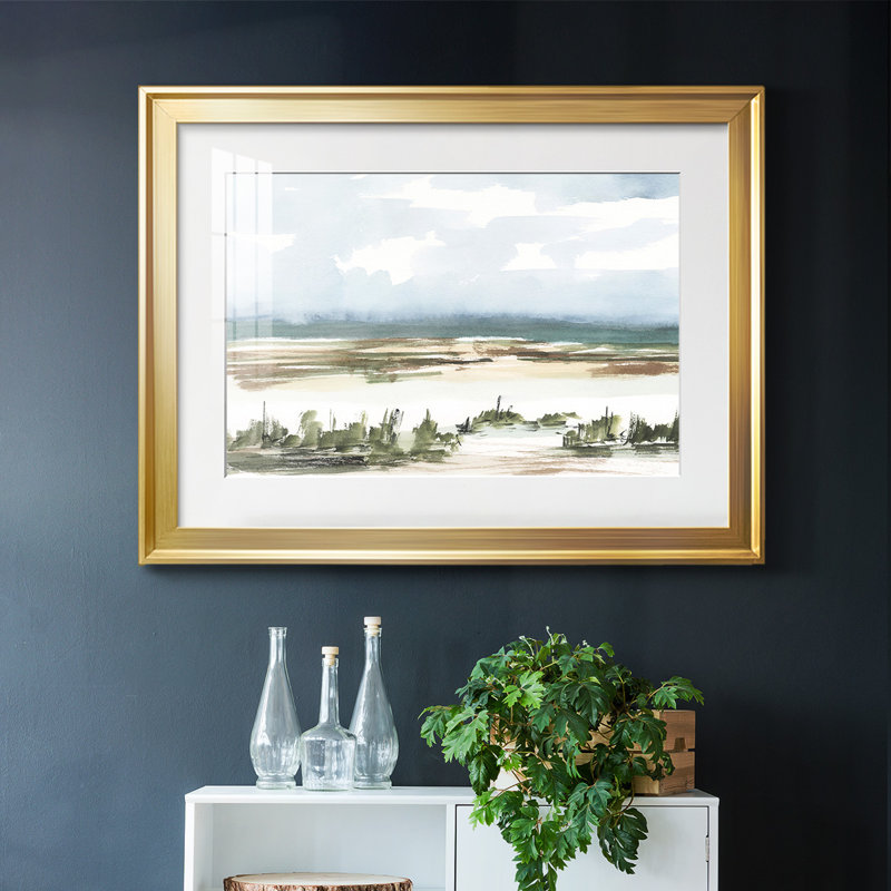«Coastal Wetlands Watercolor II», reproduction d'art sur papier, Or, H 19 po x l 27 po x P 1,5 po