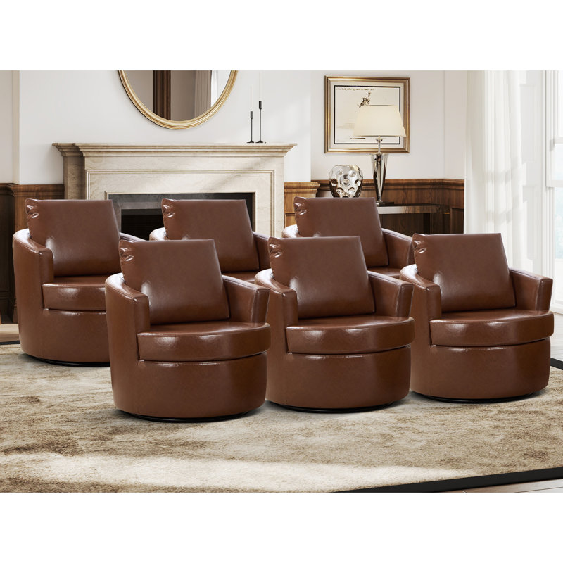Fauteuil d'appoint pivotant en tonneau de 32,3 po de largeur avec accoudoirs courbés et coussin amovible (ensemble de 6)