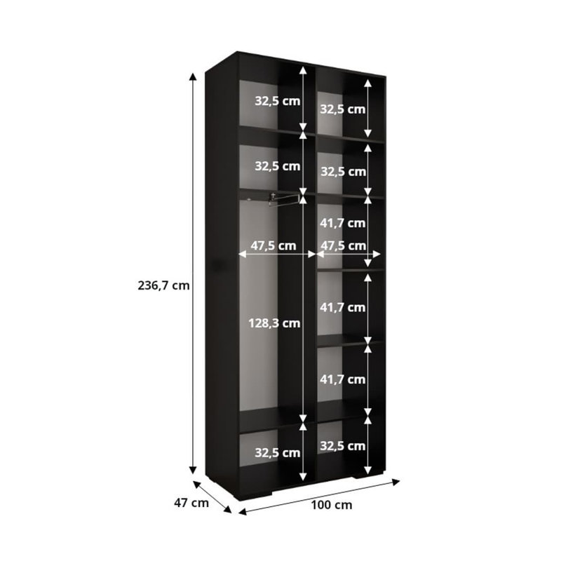 Batel 4 Door Manufactured Wood Wardrobe, Black