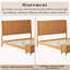 Grand lit-bateau en bois massif avec grande tête de lit et banc de rangement, naturel-1365871682