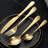 Flatware Set Gold Silverware Set With Pattern Mirror Polished 24 Pieces Cutlery Set, Service For 6