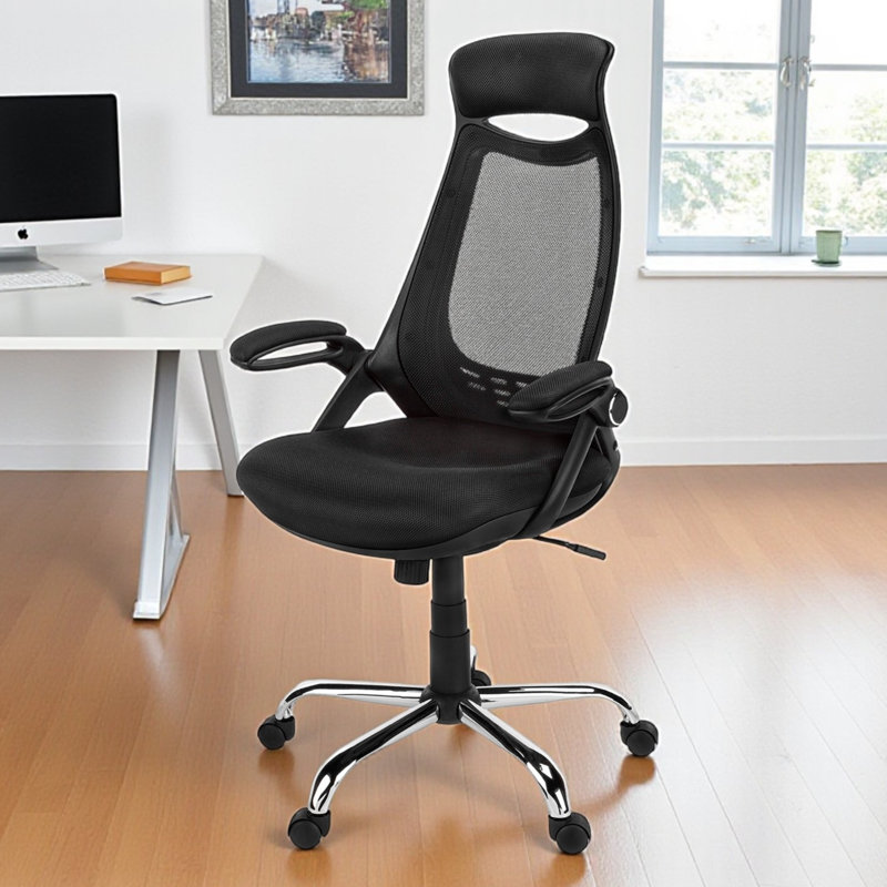 Chaise de bureau Baggett, hauteur réglable, pivotante, ergonomique, accoudoirs, bureau d'ordinateur, bureau, métal, Noir