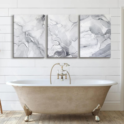 Art mural gris et blanc sur toile marbrée abstraite moderne, peintures verticales, affiches pour salon, chambre à coucher, bureau, décoration murale à la maison (16 x 24 po)
