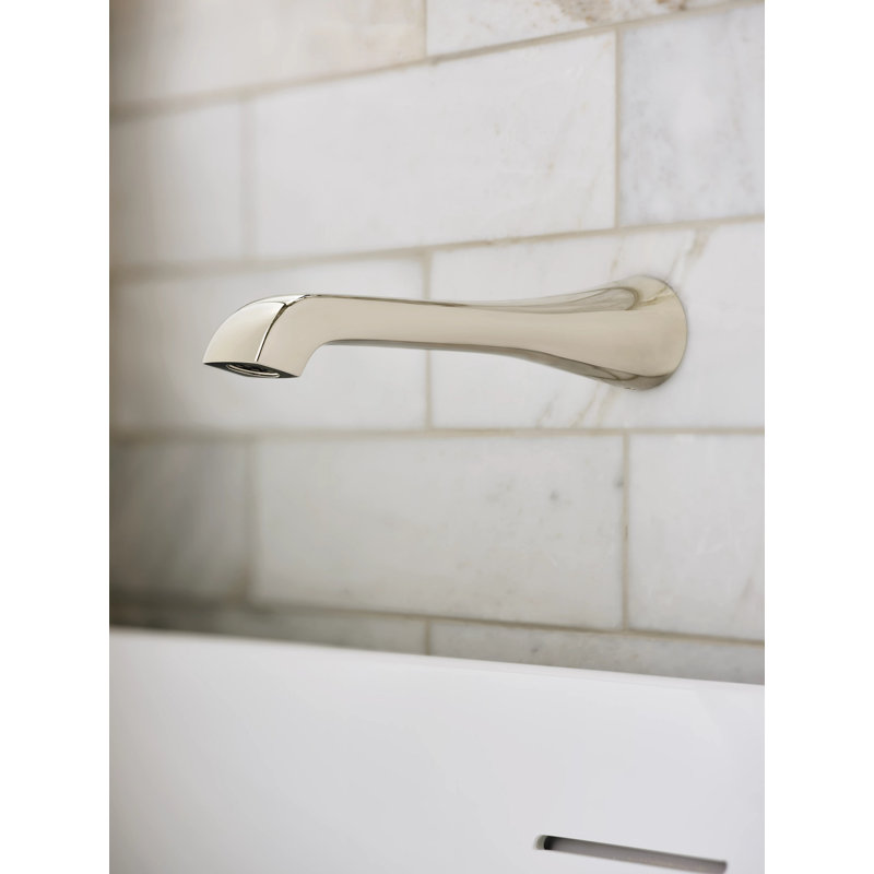 Flara Single Handle Wall Mount Tub Filler High Flow Tub Faucet With 10" Spout Reach, Polished Nickel