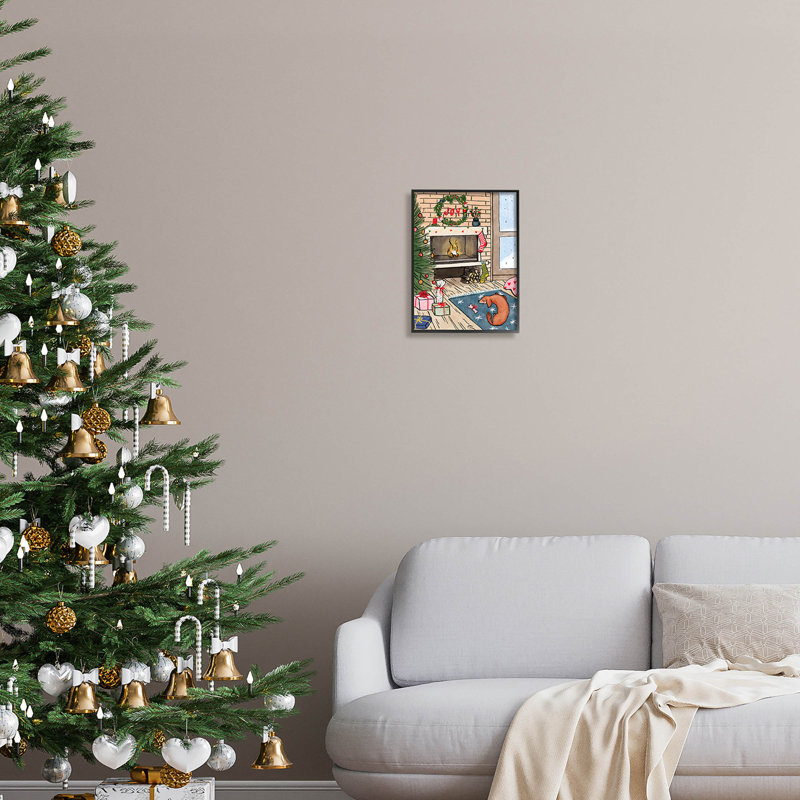 Arbre de Noël Cozy at-180, Giclée encadrée noir minuit, H 14 po x l 11 po x P 1,5 po
