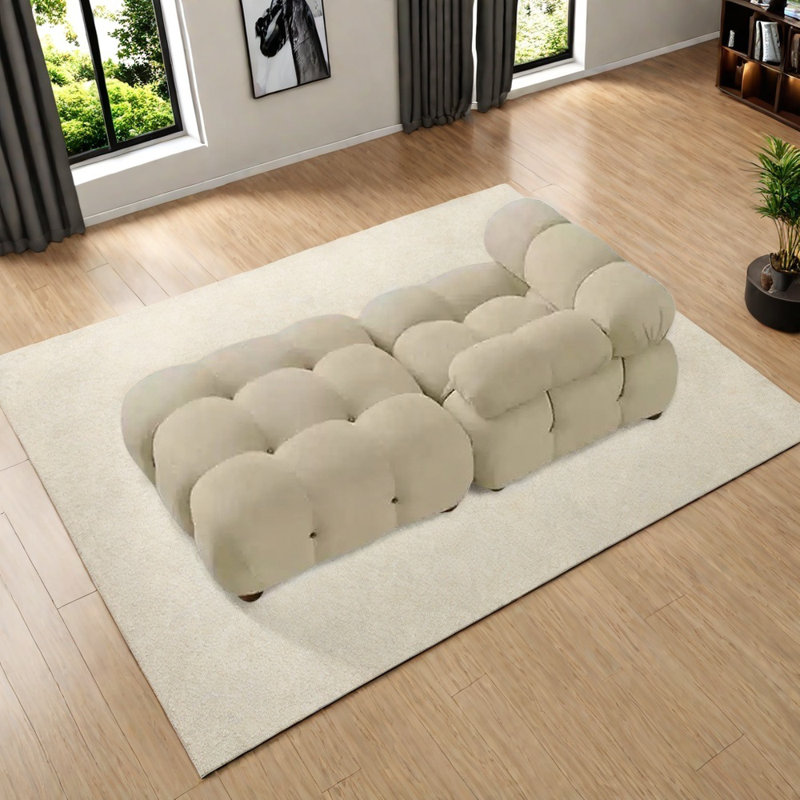 Chaise modulaire et multifonctionnelle confortable, Crème, crème, Orienté à gauche (vu de face)