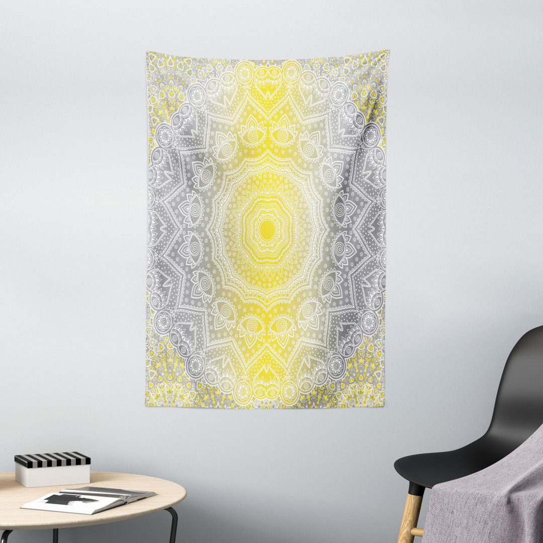 Wandbehang Mandala Ombre Altes Boho-Muster mit Spirale Runder Blumendruck