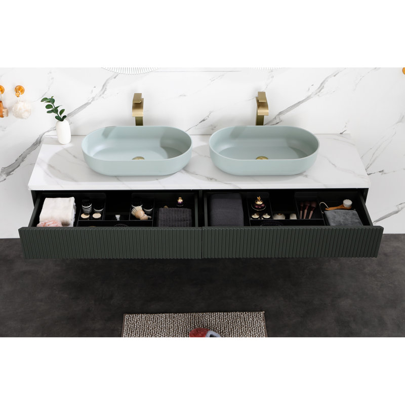 Récipient de salle de bain ovale 24 po x 14 po Modern Blue