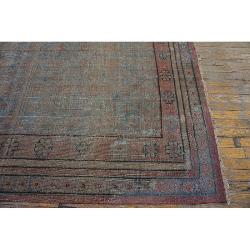Antique East Turkestan Pomegranate Design Wool Pile Hand Knotted Khotan Yarkand Rug
