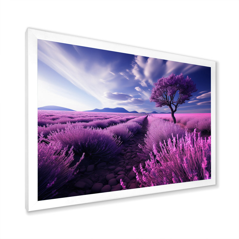 France Lavender Fields Symphony - impression, H 34 po x l 44 po x P 1,5 po, Cadre simple blanc