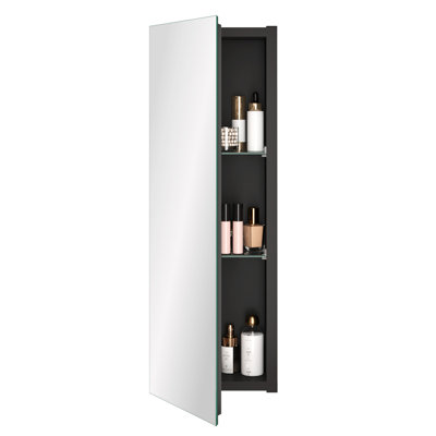 Spliceable modular bathroom medicine cabinet with soft close doors with glass on both sides , reversible wall mounted mirror 