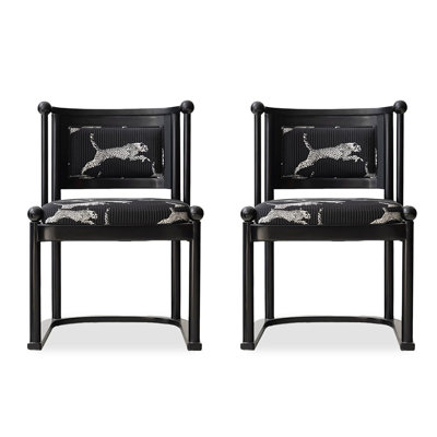 Black Solid back side Chair(Set of 2)
