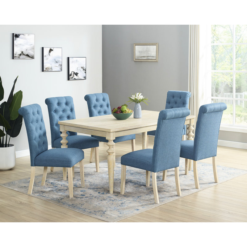7 chaises de table rectangulaires avec 6 chaises élégantes en brun beige Ensemble de salle à manger: et sièges élégants