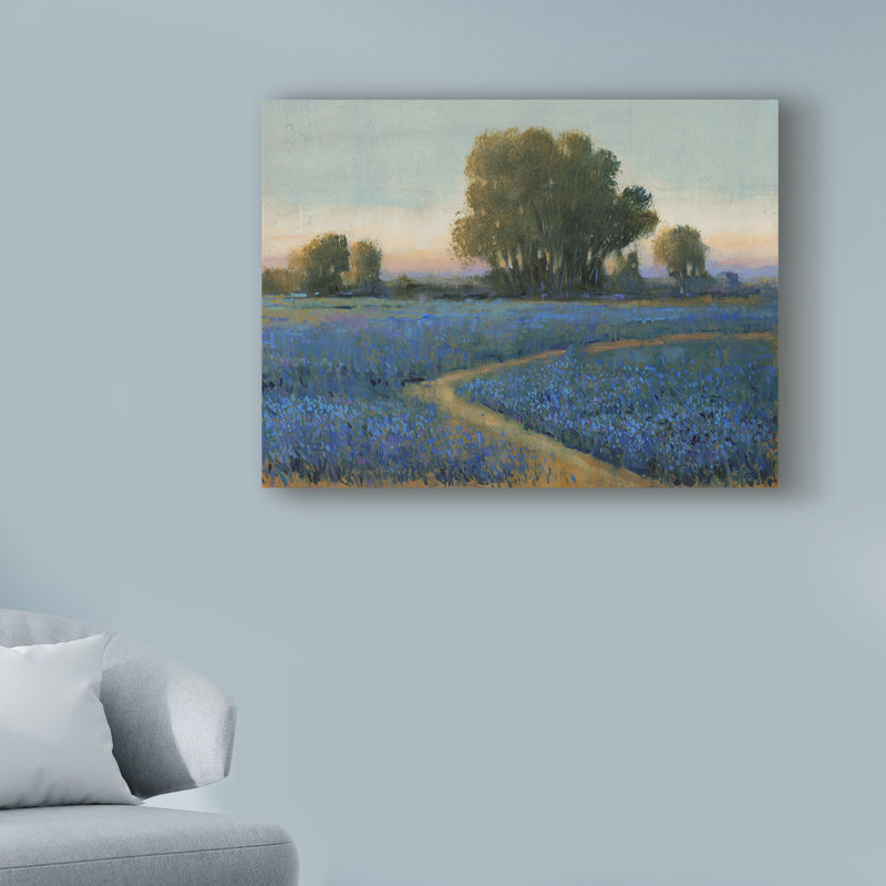 « blue capot field i », reproduction de peinture à l’acrylique sur toile, H 35 po x l 47 po x P 2 po