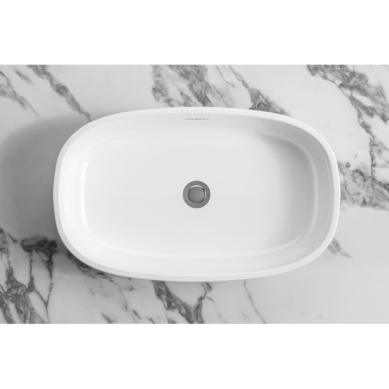 Barcelona Oval Vessel Bathroom Sink, Matte White