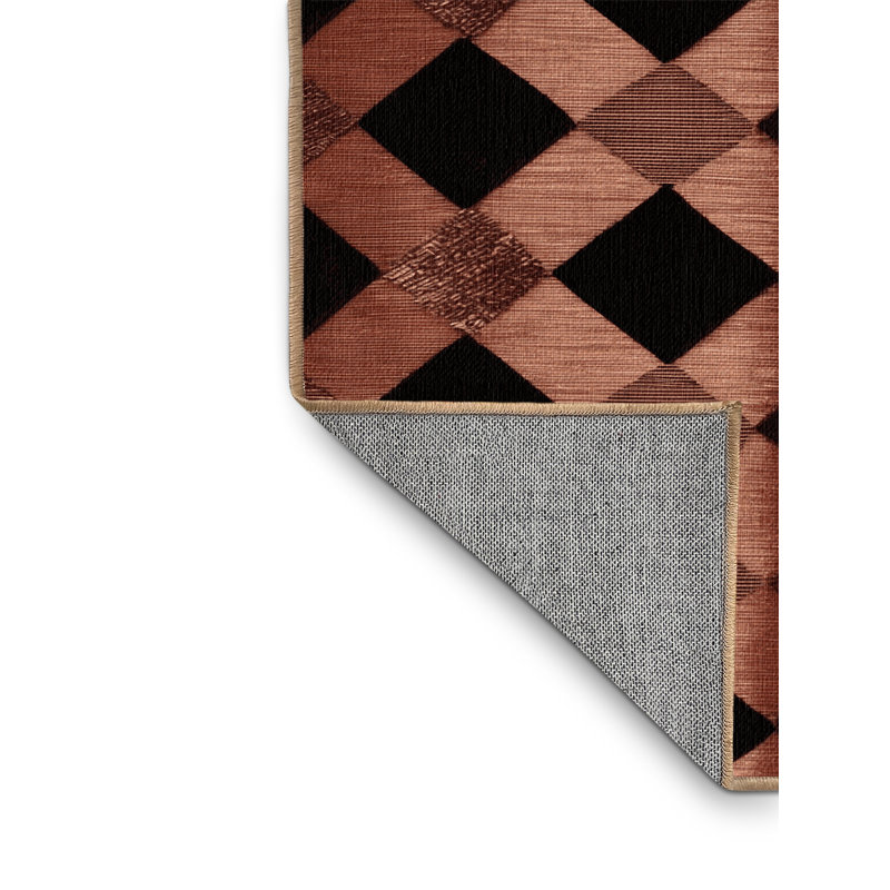 Machine Washable Botanical Brown Area Rug, Square 4'