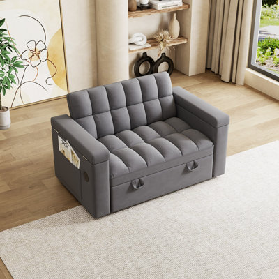 Canapé-lit de bureau d'ordinateur pliable 65 po 3-en-1 de grande taille, canapé-lit double en velours moderne, canapé-lit avec dossier réglable, sac et oreiller de rangement, bureau d'ordinateur portable de salon caché, avec port USB