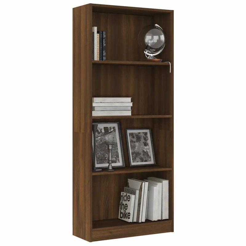 Support pour bibliothèque vidaXL, Brun, (4 tablettes) l 15,7 po x P 9,4 po x H 56,3 po