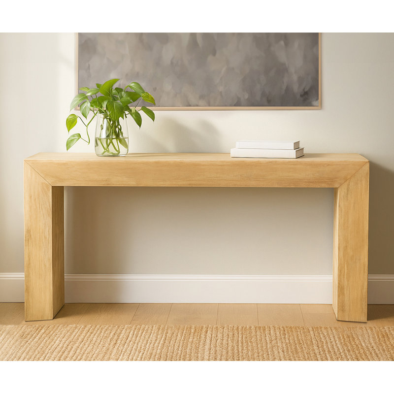 Console Everette au fini naturel moderne sur bois de manguier massif