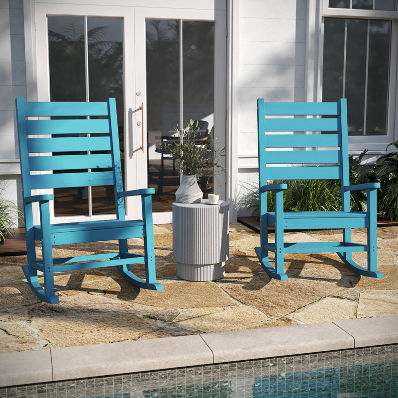 Chaise berçante en plastique Collis, Bleu