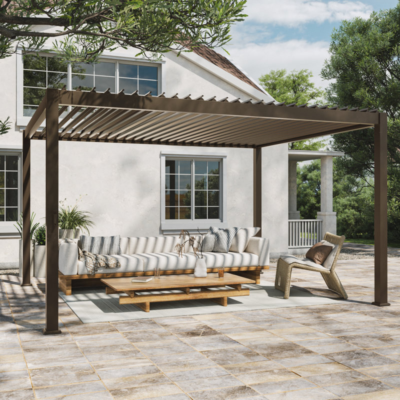 Modern  Aluminized Steel Pergola for Outdoor Garden with Adjustable Louvered Roof, Effortless Maintenance, and Patented Design