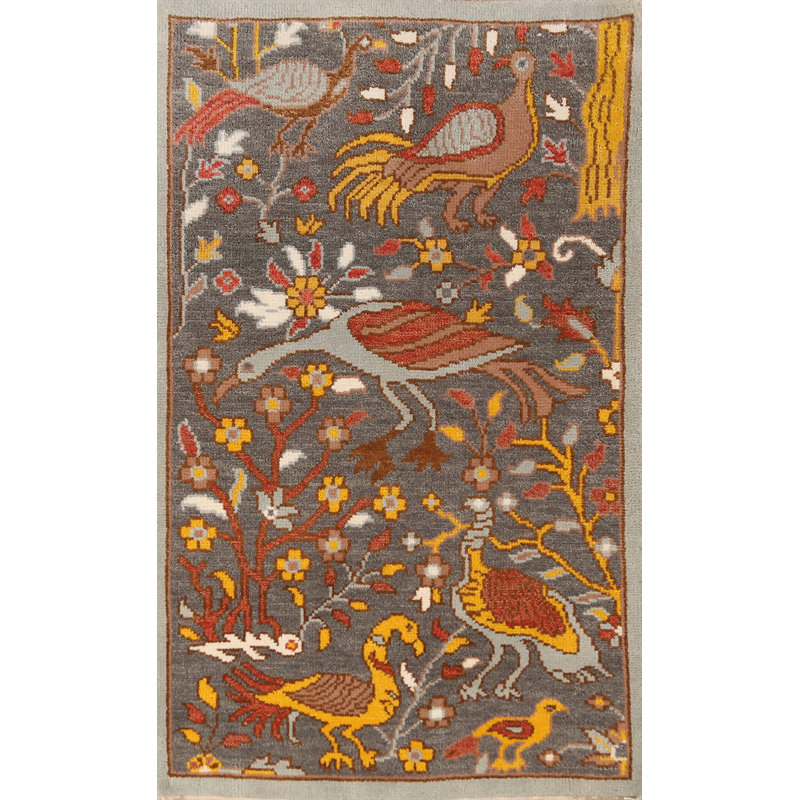 Tapis tribal gris à motif d'animaux ziegler 3 x 5