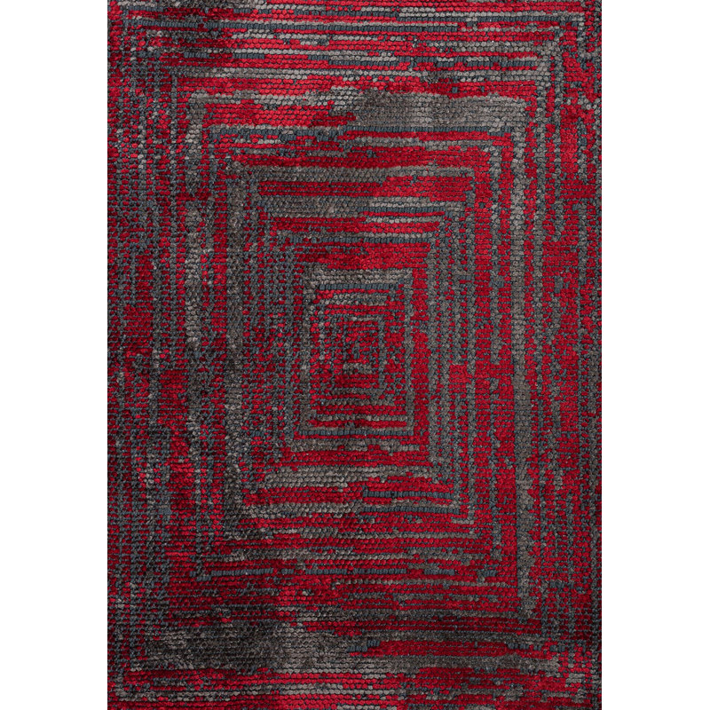 Tapis traditionnel à motif géométrique, Rectangle 6 pi 7 po x 8 pi 3 po
