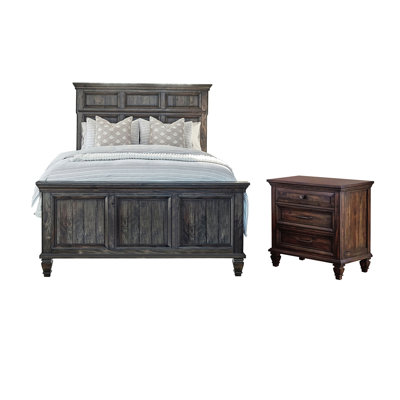Kionah Weathered Burnished Brown 2-Piece Bedroom Set with Nightstand