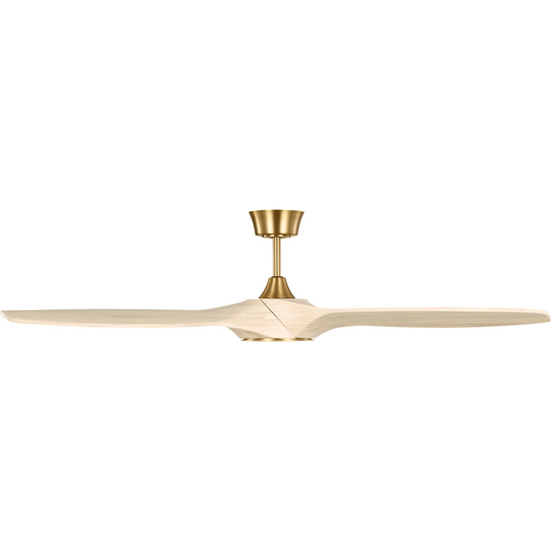 Selen Smart LED Ceiling Fan, Washed White Oak, Burnished Brass, 60" Wide