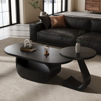 Table basse ovale en pierre frittée de style luxueux