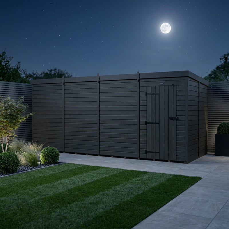 Total Sheds 19ft x 10ft Composite Pent Garden Shed - Single Door - No Windows - EPDM Rubber Roof - UK Manufactured