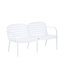 Ensemble de 3 fauteuils de jardin avec structure et coussins blancs en PP - 2 fauteuils club, confortable et facile à déplacer grâce à sa structure et ses coussins, revêtement respirant et facile à ranger.