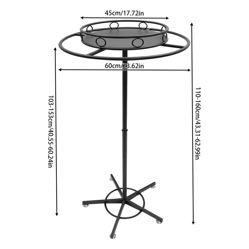 Lazarro 23.62'' Adjustable and Rotating Iron Clothing Rack, Black