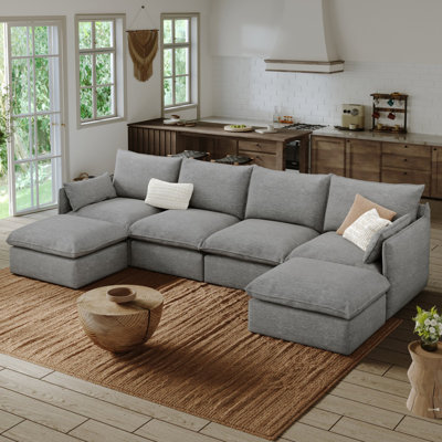 U shaple off white spill proof modular sofa