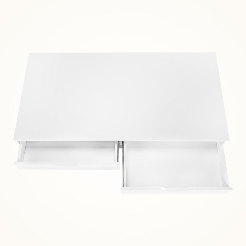 Avignon 2-Drawer White Finish Computer Desk With Metal Leg, 29.74" H X 47.01" W X 23.5" D
