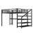 Queen Metal Loft Bed with Desk, Storage Stairs, LED Lights & USB Ports, Space-Saving, Noise-Free