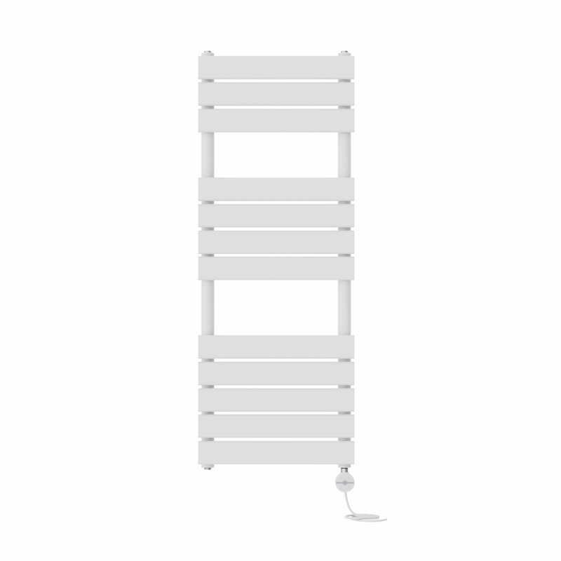 Flat Panel Towel Rail Heated Towel Rails, 120cm H x 45cm W x 6.2cm D, White